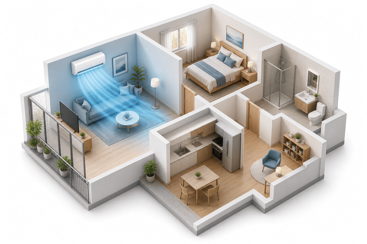 Maison avec zones de climatisation