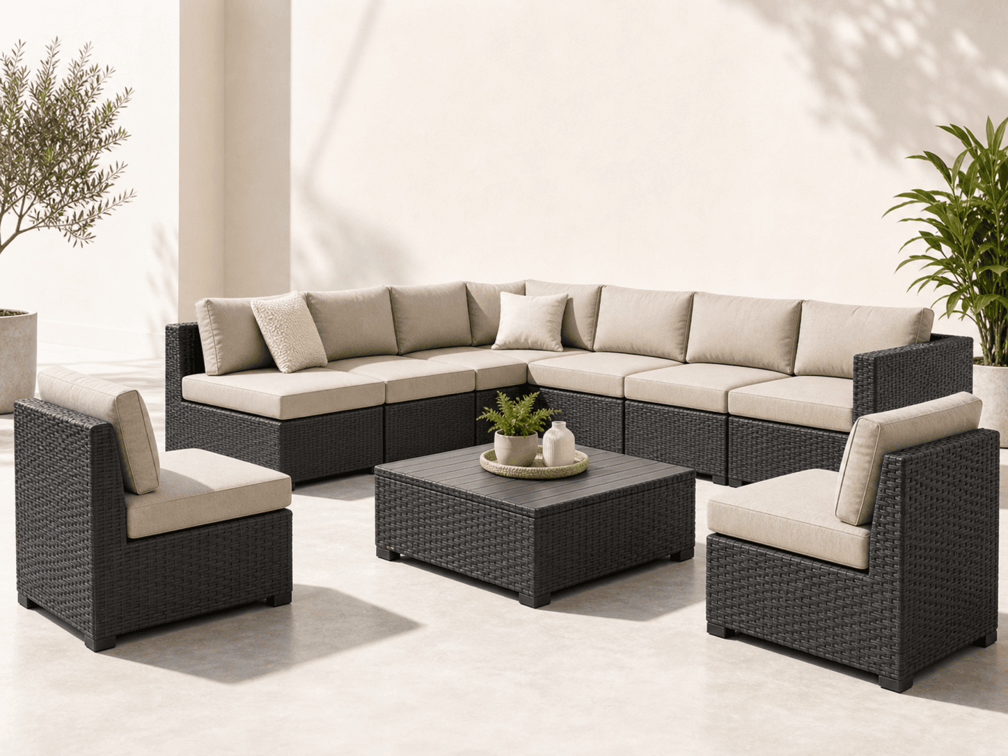 Salon de jardin modulable Alu & Résine tressée