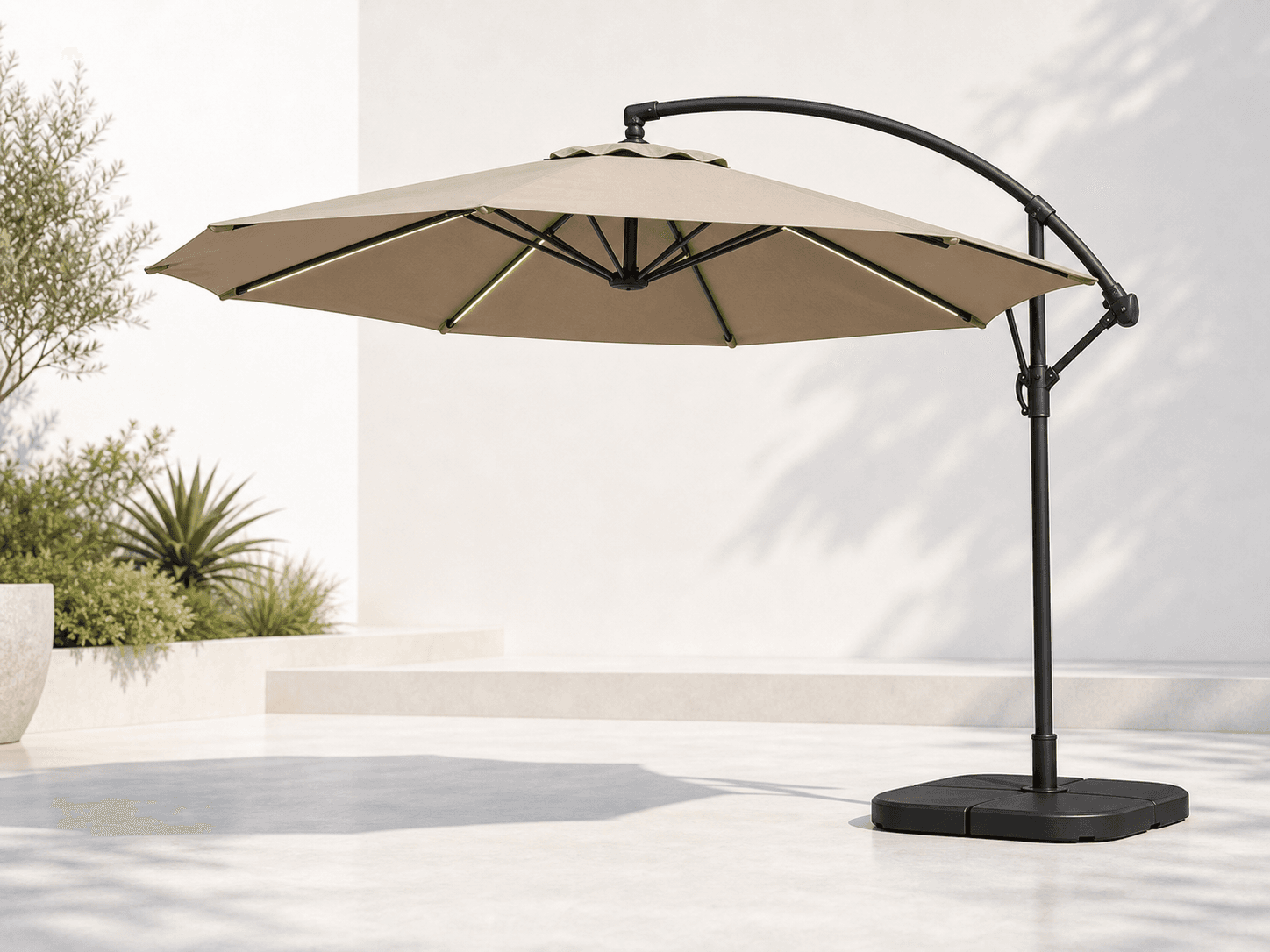 Parasol déporté 3m LED & inclinable