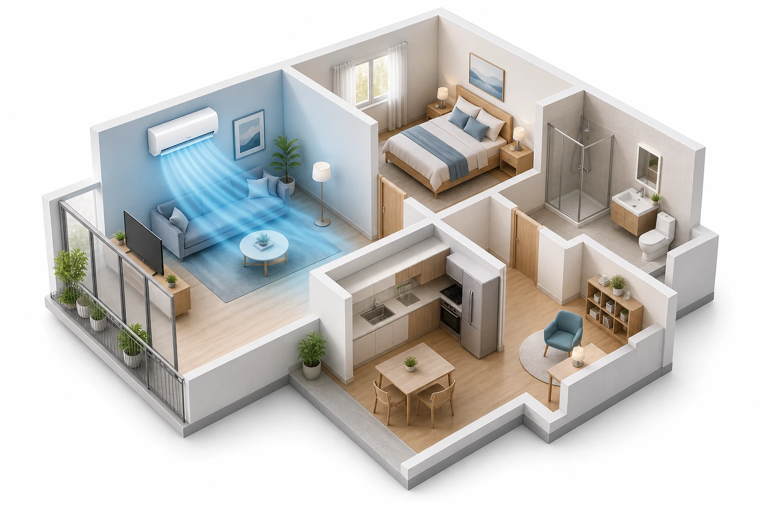 Home with air conditioning zones